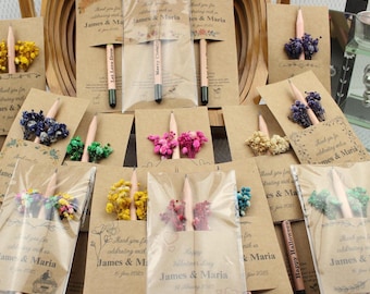 Lápices de semillas personalizados para bodas, regalos de boda para invitados, regalos para baby shower, regalos de bautismo, tarjetas personalizadas, bolígrafos personalizados