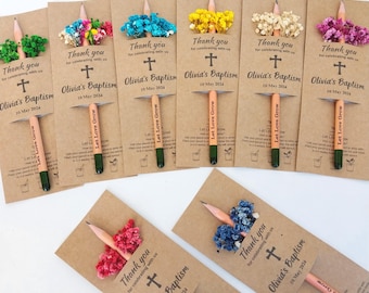 Lápices con semillas personalizados: Recuerdos de fiesta ecológicos con tarjeta personalizada.