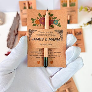 Penna per semi personalizzata, regalo di ringraziamento, segnaposto personalizzato, regali piantabili per gli ospiti del matrimonio, regalo speciale ecologico per
