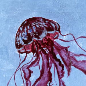 Dipinto acrilico Medusa Colori blu e bordeaux 30 x 14 cm Arte acrilica Arte murale Regalo per lei Regalo di compleanno