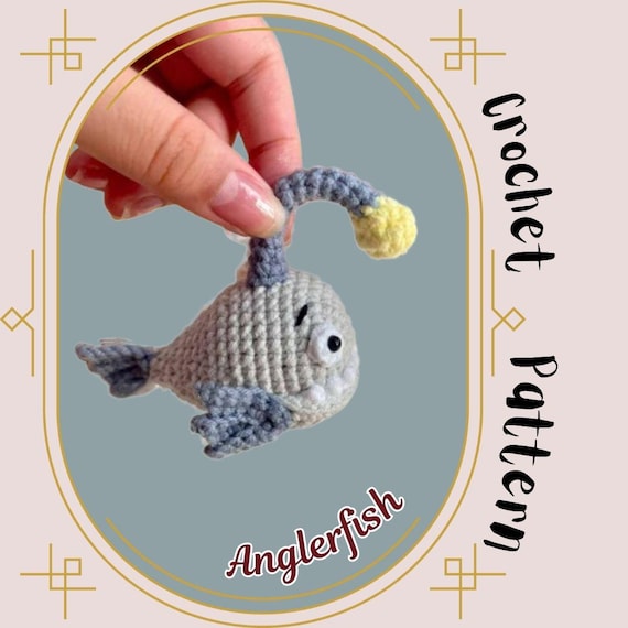 Anglerfish Crochet Pattern Deep Sea Fish Amigurumi Ocean Marine Life Stuffed Animal Plush Toy Sea Creature Handmade Keychain