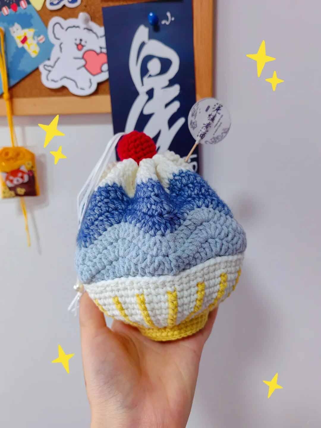 Ice Cream Bowl Drawstring Bag Crochet Pattern Cute Sweet  display picture 2