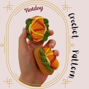 No Sew Hotdog Crochet Pattern Easy Fast Food Crochet Handmade Mini Small Food Keychain Sausage Lover Gift Beginner Friendly