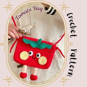 Tomaten-Beutel Häkelmuster Rote Früchte Crossbody Schultertasche Apfel-Beutel-Aufbewahrungs-Make-up-Tasche Crossbody Doll Easy Cute Fun Travel Purse Bag Bag