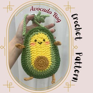 Avocado Tasche Häkelmuster Süß Gemüse Obst Gemüse Geldbörse Sling Bag Muster Schnell Spaß Verspielt Reisetasche Puppengesicht Kurze Glied Kawaii Tasche