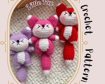 Little Fox Crochet Pattern Chubby Fox Wolf Amigurumi Stuffed Baby Toy Plush Woodland Animals Cute Wolf Keychain Charm Easy Fun Pattern