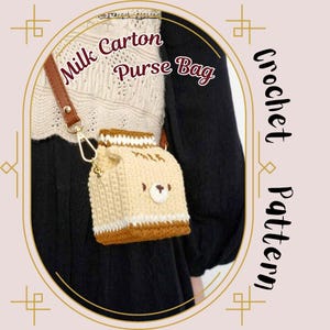 Milch Karton Geldbörse Tasche Häkelmuster einfach niedlich Teddybär Schulter Sling Bag Crossbody Bag Für Jedermann Make-up Tasche Anfänger freundlich