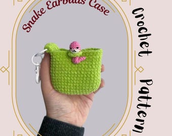 Custodia per auricolari a forma di serpente all'uncinetto, modello facile per principianti, carina custodia per auricolari a forma di serpente, amigurumi, regalo per l'anno del serpente 2025