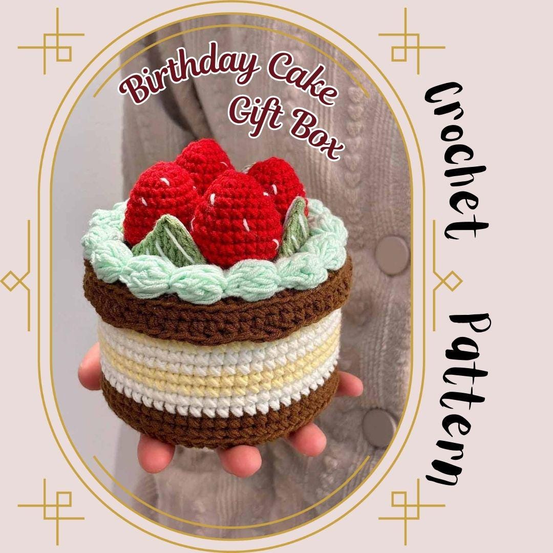 Strawberry Birthday Cake Hand Painted Trinket Box