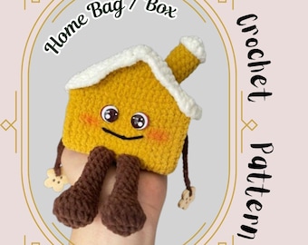 Home Bag / Box Crochet Pattern Small Storage Box Makeup Bag Mini Cute Basket Winter House Box Doll with Legs Chimney Living Room Decor