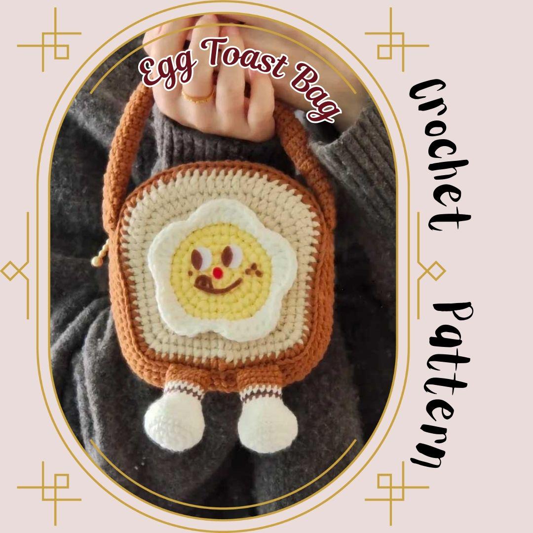 26 Crochet Makeup Bag Patterns with Clutches, Pouches, and Holders 10 Egg Toast Bag Crochet Pattern Easy Mini Bread Doll
