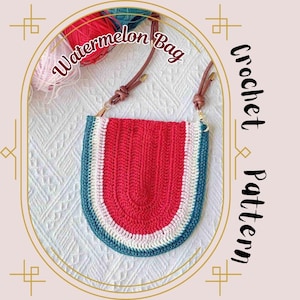 Watermelon Bag Crochet Pattern Spring Summer Tote Bag Pattern Easy Fruit Bag Shoulder Phone Bag Simple Quick Shopping Bag Gift For All