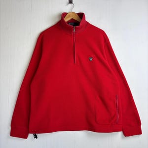 Vintage Polo Ralph Lauren Fleece 1/4 Zip Sweatshirt Men’s Size L Red