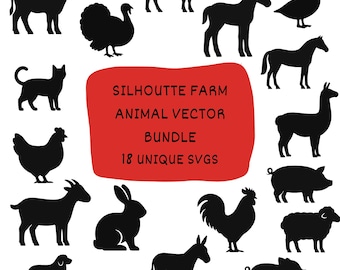 Farm Animal SVG Silhouette Bundle: Rustic Clipart for Cricut (Commercial Use OK)