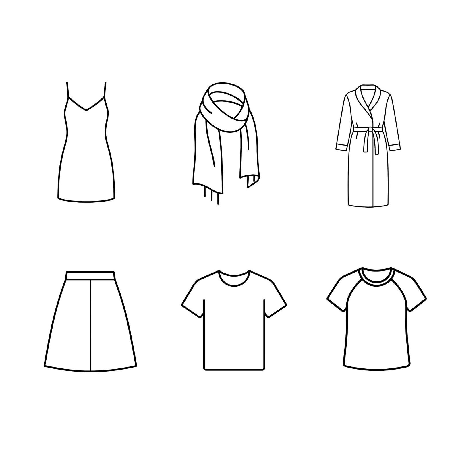 Minimalist Clothing Silhouette Svgs | Apparel Line Icons in PNG & SVG ...