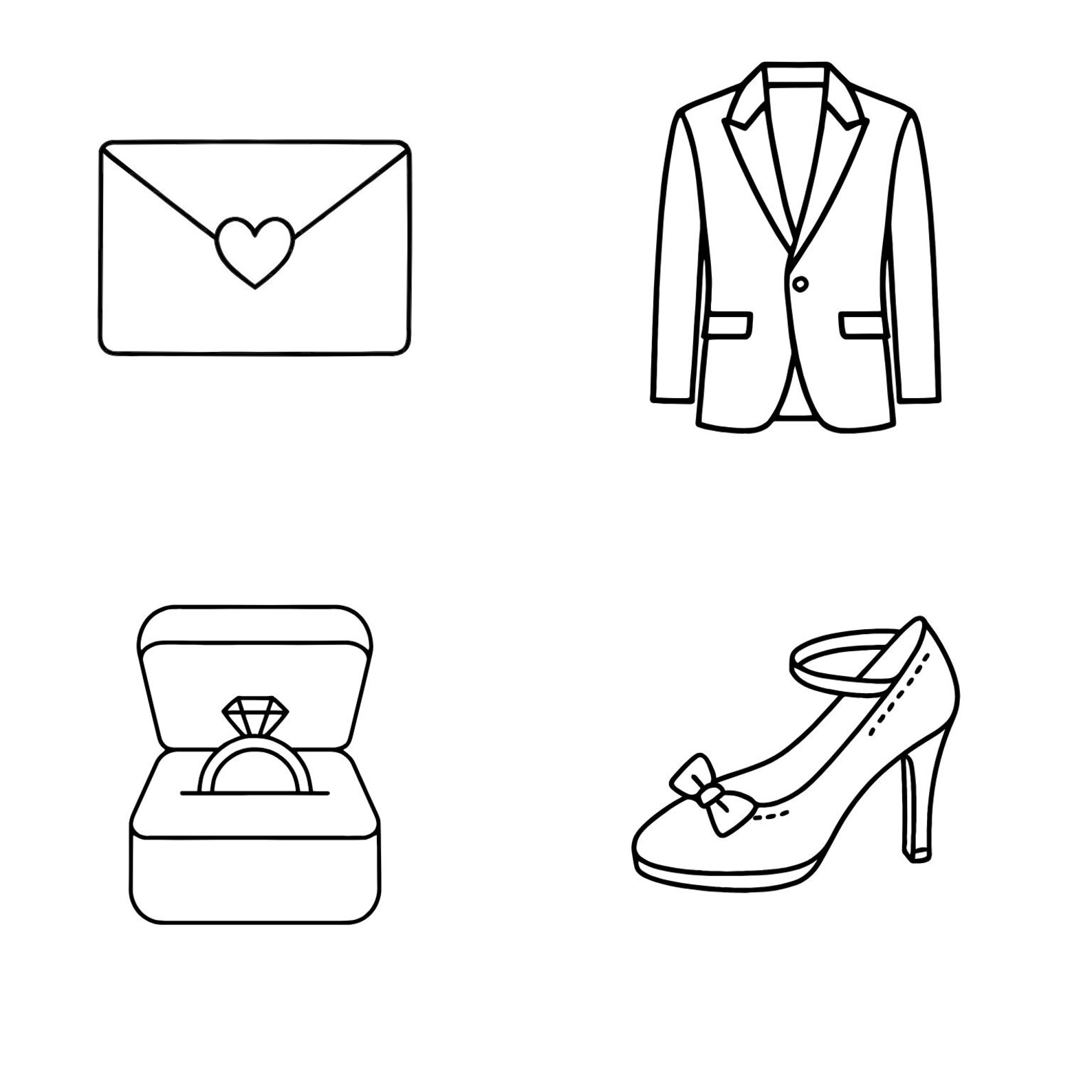 Wedding Icon Bundle SVG PNG – 30 Line Art Symbols for Invitations ...