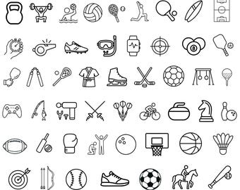 50 Sport SVG Bundle, Fitness Icons, Workout Gym Clipart PNG, Schnittdateien für Cricut Silhouette, Sportcoaching Planer