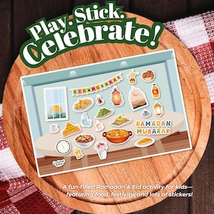 Food Festivities Sticker Activity – Ramadan & Eid Kids Craft | Islamic Sticker Play Set | Eid Gift for Children | Muslim Holiday Activity