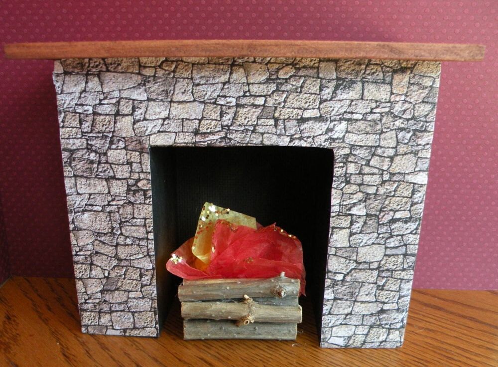 Dollhouse Fireplace with Flickering Light Tissue Flame and Etsy