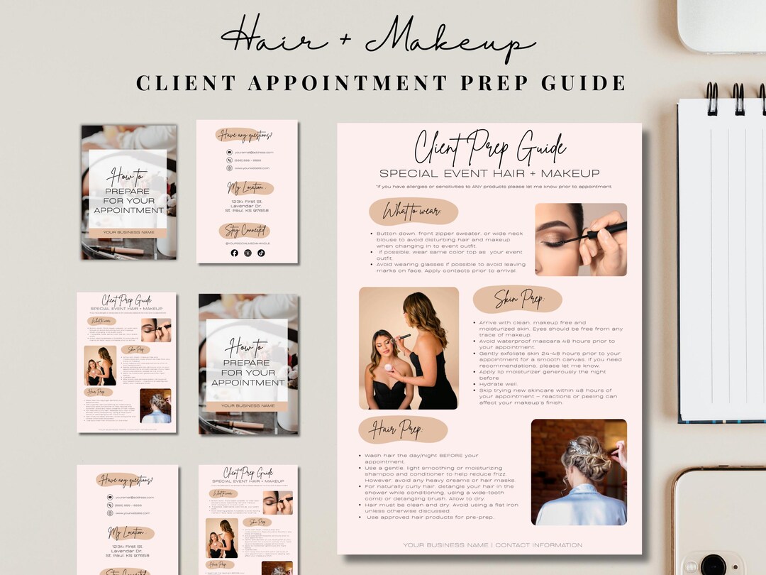 Makeup Client Prep Guide Editable Canva Template, Client Welcome Packet ...
