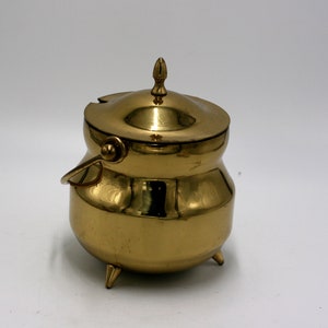 vintage brass footed cauldron image 1