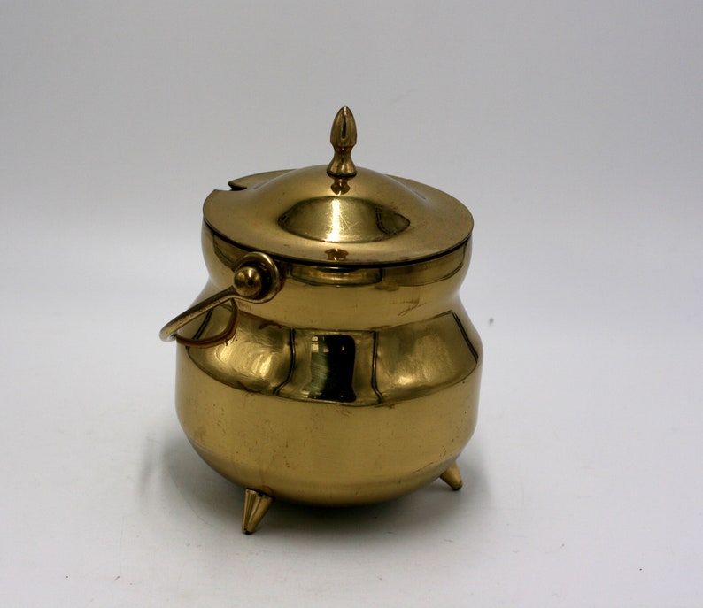 vintage brass footed cauldron image 1