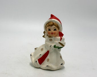 vintage Napco Snowflake Girl Candle Holder