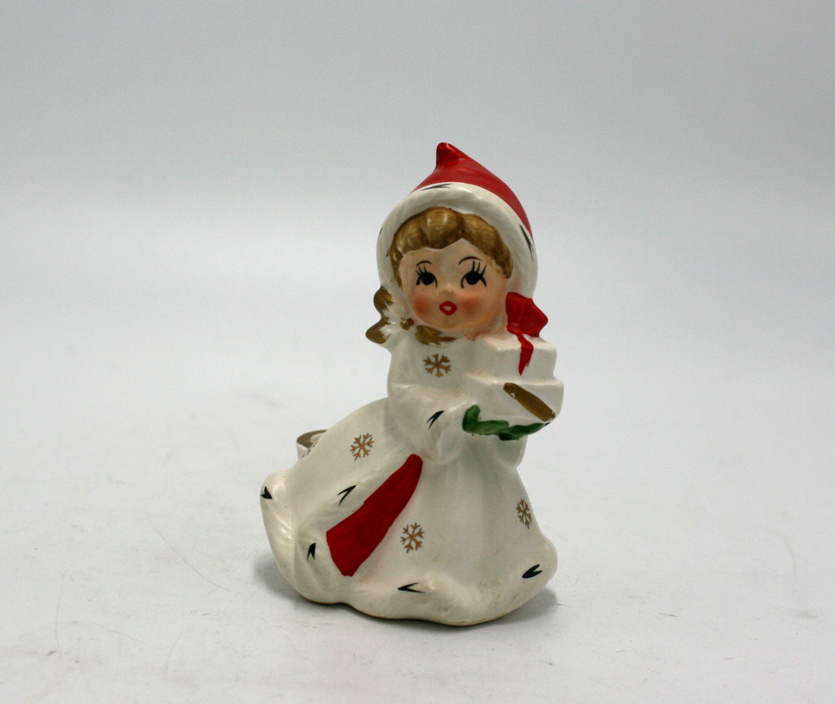 vintage Napco Snowflake Girl Candle Holder