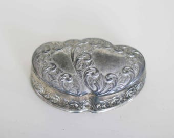 vintage silver plate heart jewelry box