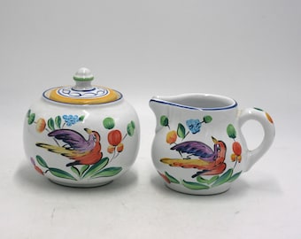vintage Village Pottery Herend Hungary Cream and Sugar Set