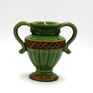 vintage green ceramic urn vase image 6
