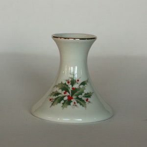 vintage holly and berry taper candle holder made in japan