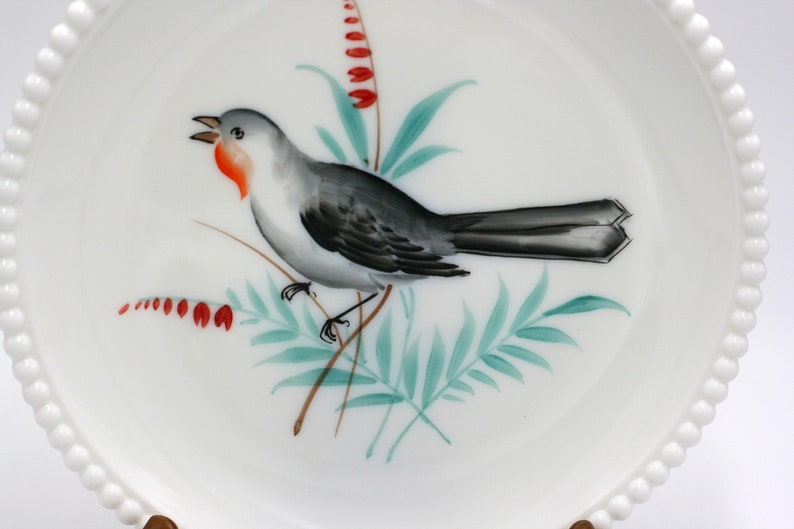 vintage Westmoreland bird plate with beaded edge image 2