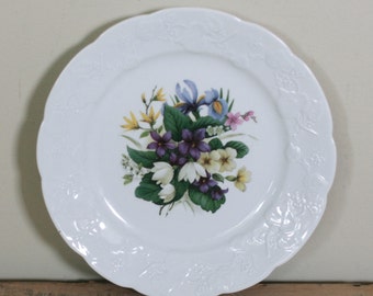 vintage lierre sauvage spring flower plate made in france shabby style