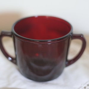 vintage ruby red creamer and sugar image 4