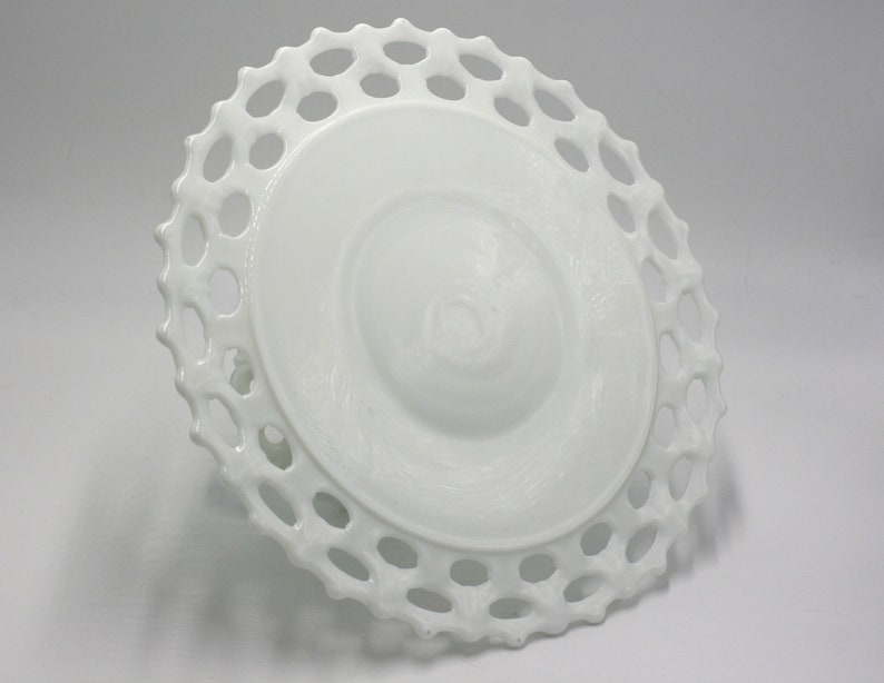 vintage westmoreland milkglass doric lace cake stand image 3