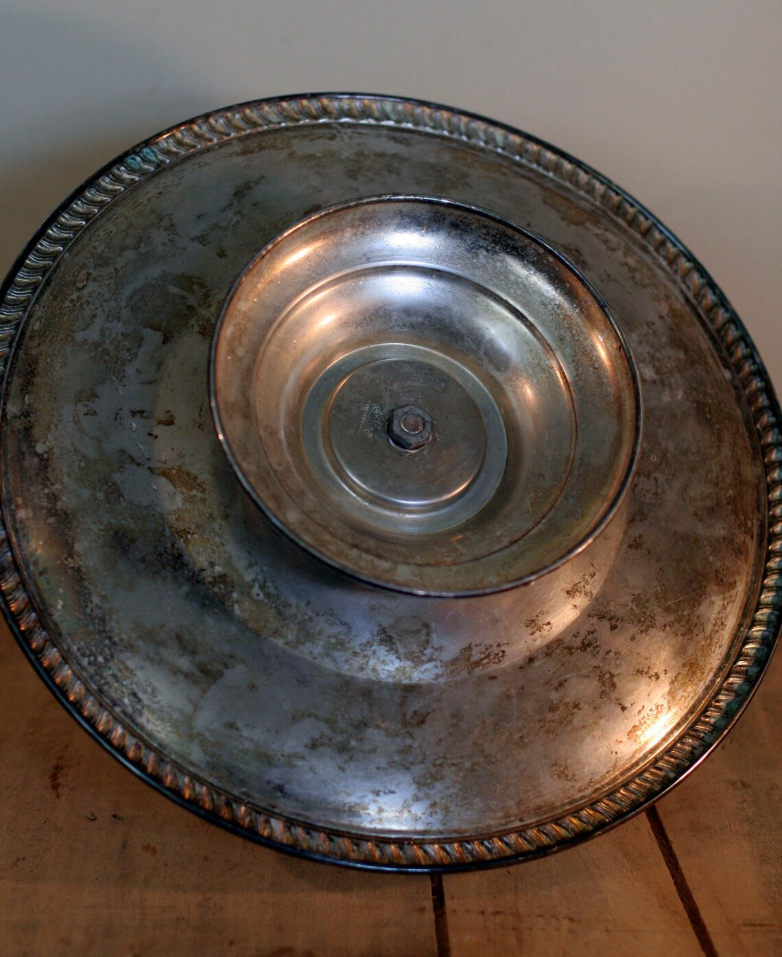 Vintage silver plate lazy susan style tiered tray Etsy