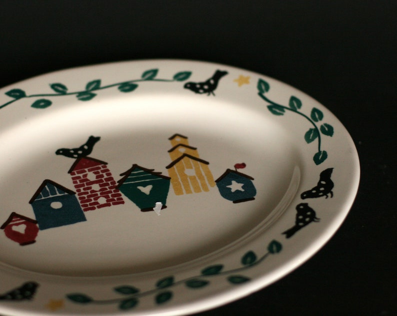 vintage chaparral serving platter with bird houses image 6