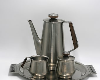 vintage International Decorator Stainless Coffee Set with Tray