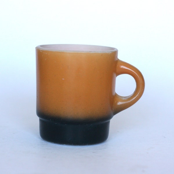 vintage fire king coffee mug orange and black