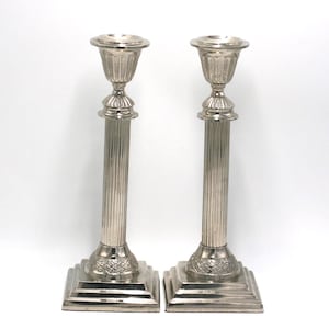 vintage Empire Style Silver Candlesticks