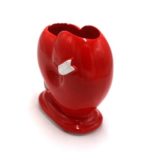 vintage Relpo red ceramic heart vase made in Japan Bild 3