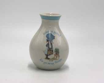 vintage Holly Hobbie Blue Girl stoneware vase 1978