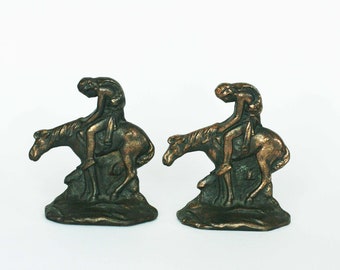vintage end of trail bookends W.H.Howell co