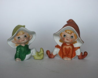 vintage homco elves set of two