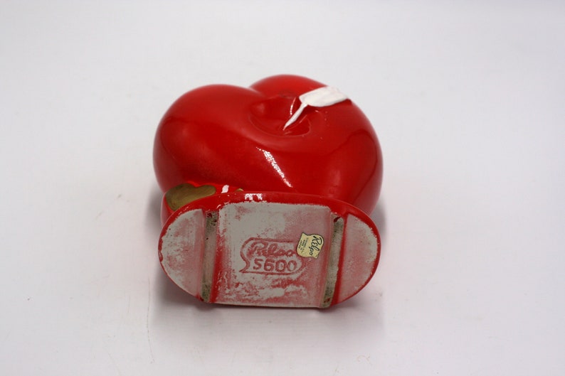 vintage Relpo red ceramic heart vase made in Japan Bild 5