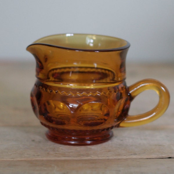 vintage amber glass creamer kings crown pattern