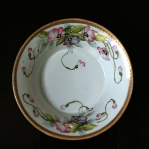 vintage Nippon hand painted bowl with flowers and gold trim