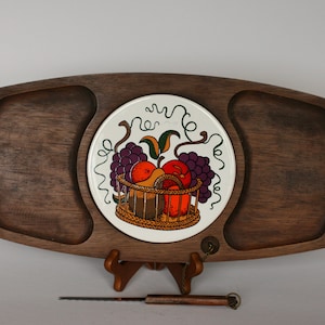 vintage mid mod cheese board with knife Gail Craft made in Japan