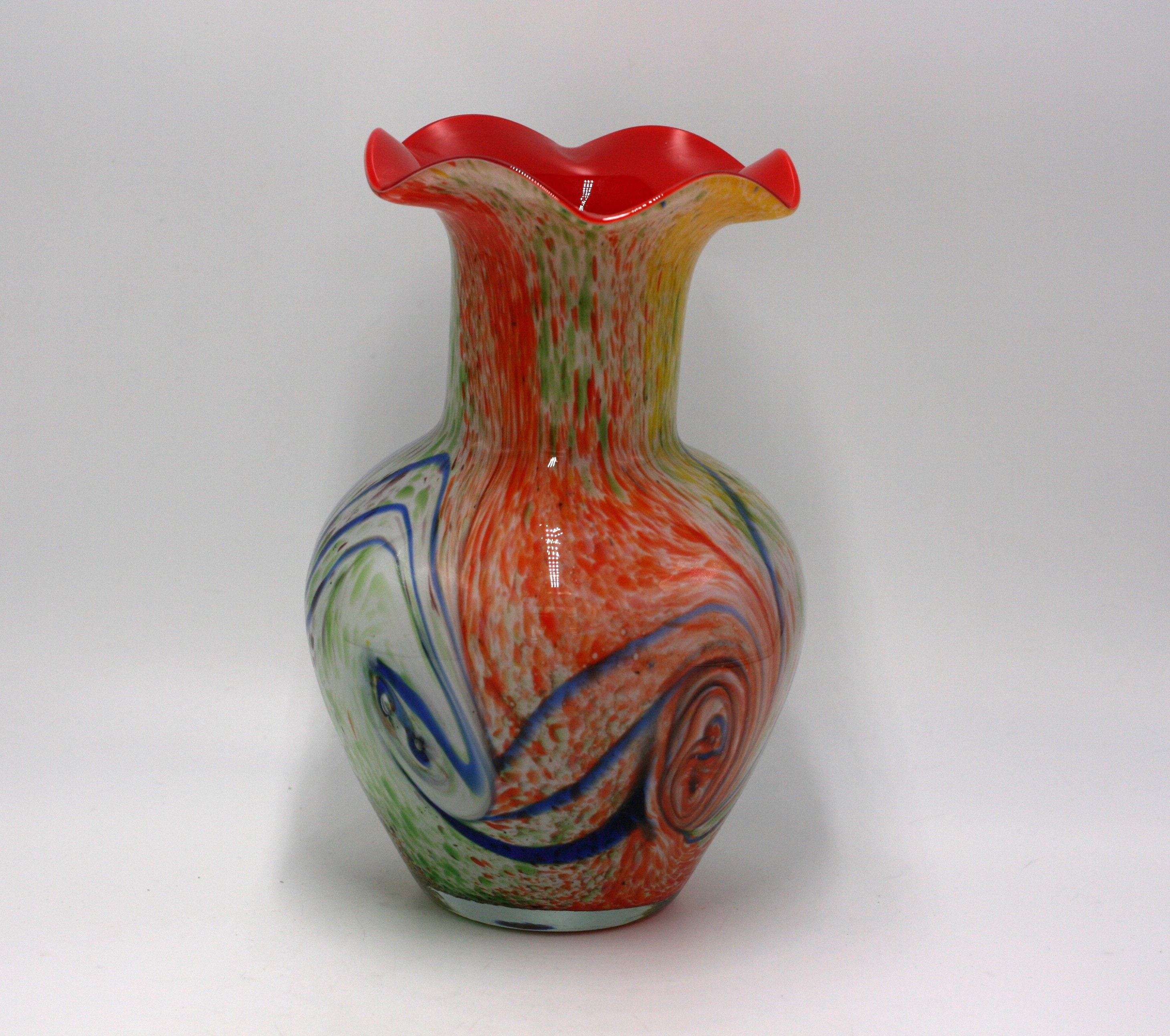 Vintage Art Glass Vase With Ruffled Edge - Etsy